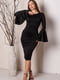 Чорна трикотажна сукня з широкими рукавами-кльош | 6810139 | фото 5