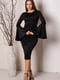 Чорна трикотажна сукня з широкими рукавами-кльош | 6810139 | фото 6