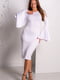 Біла трикотажна сукня з широкими рукавами-кльош | 6810140 | фото 4