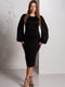 Чорна облягаюча сукня з широкими шифоновими рукавами-ліхтариками | 6810145 | фото 2