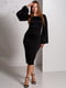 Чорна облягаюча сукня з широкими шифоновими рукавами-ліхтариками | 6810145 | фото 3