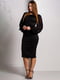 Чорна облягаюча сукня з широкими шифоновими рукавами-ліхтариками | 6810145 | фото 7