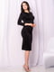 Чорна трикотажна сукня-футляр по коліно з рукавами три чверті | 6810149 | фото 4