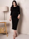 Чорна трикотажна сукня-футляр з рукавами три чверті | 6810150 | фото 4