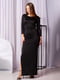 Чорна трикотажна максі-сукня з рукавами три чверті і високим розрізом | 6810151 | фото 7