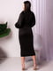 Облягаюча чорна сукня-міді з широкими рукавами | 6810158 | фото 2