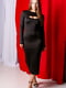 Трикотажна чорна сукня-міді з вирізом у зоні декольте | 6810163 | фото 3