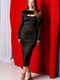 Трикотажна чорна сукня-міді з вирізом у зоні декольте | 6810163 | фото 4