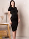 Чорна трикотажна сукня-футляр з короткими рукавами | 6810165 | фото 2
