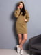 Сукня-худі кольору хакі на флісі з кишенею-кенгуру | 6810169 | фото 3