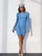 Блакитна коротка сукня в рубчик | 6810575
