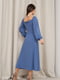 Блакитна приталена сукня з розрізами | 6810648 | фото 3