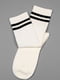 Білі високі шкарпетки зі смужками на манжетах | 6810679