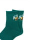 Бавовняні зелені шкарпетки з написом | 6810691 | фото 2
