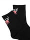 Бавовняні чорні шкарпетки з написом | 6810693 | фото 2