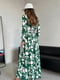 Довга сукня із зелено-білого софту з квітковим великим принтом | 6810786 | фото 3