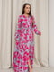 Сіро-рожева максі сукня із софту з квітковим великим принтом | 6810787 | фото 2