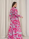 Сіро-рожева максі сукня із софту з квітковим великим принтом | 6810787 | фото 3
