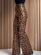 Леопардові шкіряні брюки кльош | 6810977 | фото 2