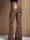 Леопардові шкіряні брюки кльош | 6810977 | фото 3