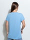Блакитна вільна футболка-кімоно з написом | 6810981 | фото 3