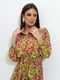 Салатова сукня-сорочка з софту із яскравим принтом | 6810992 | фото 3