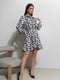 Коротка сукня-сорочка з квіткового чорно-білого софту | 6810993 | фото 2