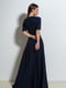 Темно-синя довга сукня з розкльошеним низом | 6811012 | фото 3