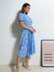 Блакитна приталена сукня з принтом | 6811036 | фото 2