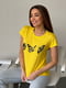 Жовта бавовняна футболка з метеликами | 6811056 | фото 2