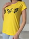 Жовта бавовняна футболка з метеликами | 6811056 | фото 4