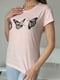 Рожева бавовняна футболка з метеликами | 6811057 | фото 4