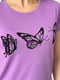 Бузкова бавовняна футболка з метеликами | 6811058 | фото 4