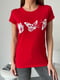 Червона бавовняна футболка з метеликами | 6811062 | фото 4