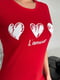 Червона трикотажна футболка з серцями і написом | 6811078 | фото 4