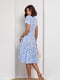 Блакитна сукня класичного силуету в принт | 6811100 | фото 2