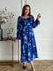 Синя квіткова сукня з розрізом | 6811140 | фото 2
