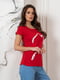 Червона бавовняна футболка з котячим силуетом | 6811153 | фото 2