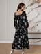 Чорна квіткова сукня з розрізом | 6811154 | фото 3
