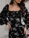 Чорна квіткова сукня з розрізом | 6811154 | фото 4