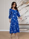 Квіткова синя сукня з розрізом | 6811164 | фото 2