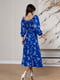 Квіткова синя сукня з розрізом | 6811164 | фото 3