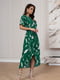 Зелена принтована сукня з розрізом | 6811167 | фото 2