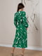 Зелена приталена сукня з розрізом із принтованого софту | 6811191 | фото 3