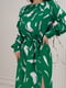 Зелена приталена сукня з розрізом із принтованого софту | 6811191 | фото 4