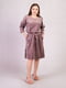 Бежева велюрова сукня А-силуету з поясом | 6811248 | фото 4