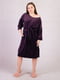 Сукня для вагітних велюрова з поясом баклажанного кольору | 6811249 | фото 3