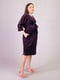 Сукня для вагітних велюрова з поясом баклажанного кольору | 6811249 | фото 4