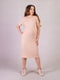 Сукня в рубчик для вагітних з коротким рукавом бежева | 6811264