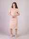 Сукня в рубчик для вагітних з коротким рукавом бежева | 6811264 | фото 3